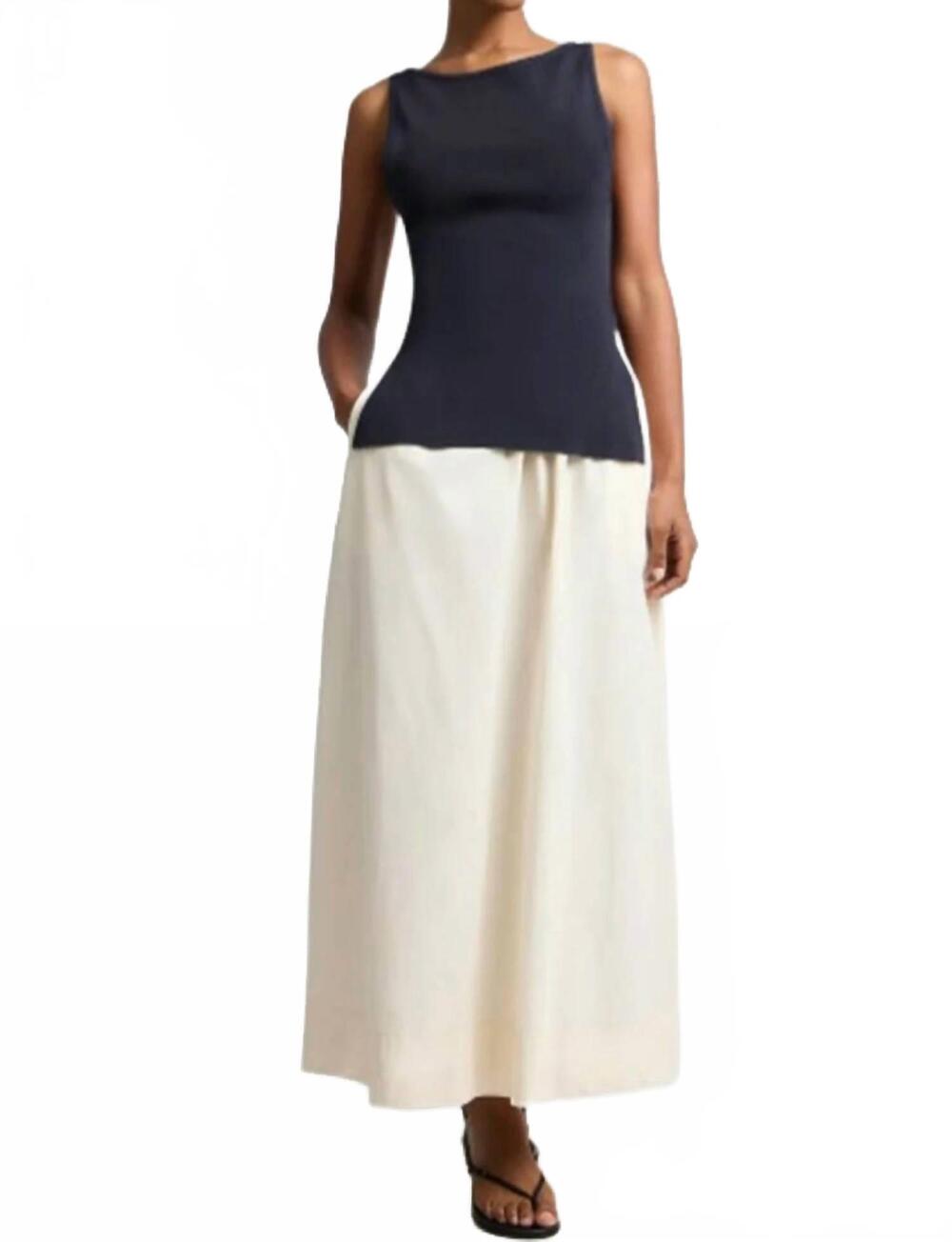 NEW ONIA boatneck mix media dress in black/ivory